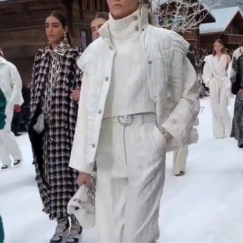 Chanel iridescent white puffer winter vest